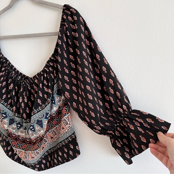 MISA Los Angeles Didi off the shoulder ethnic print blouse top - Picture 3 of 8